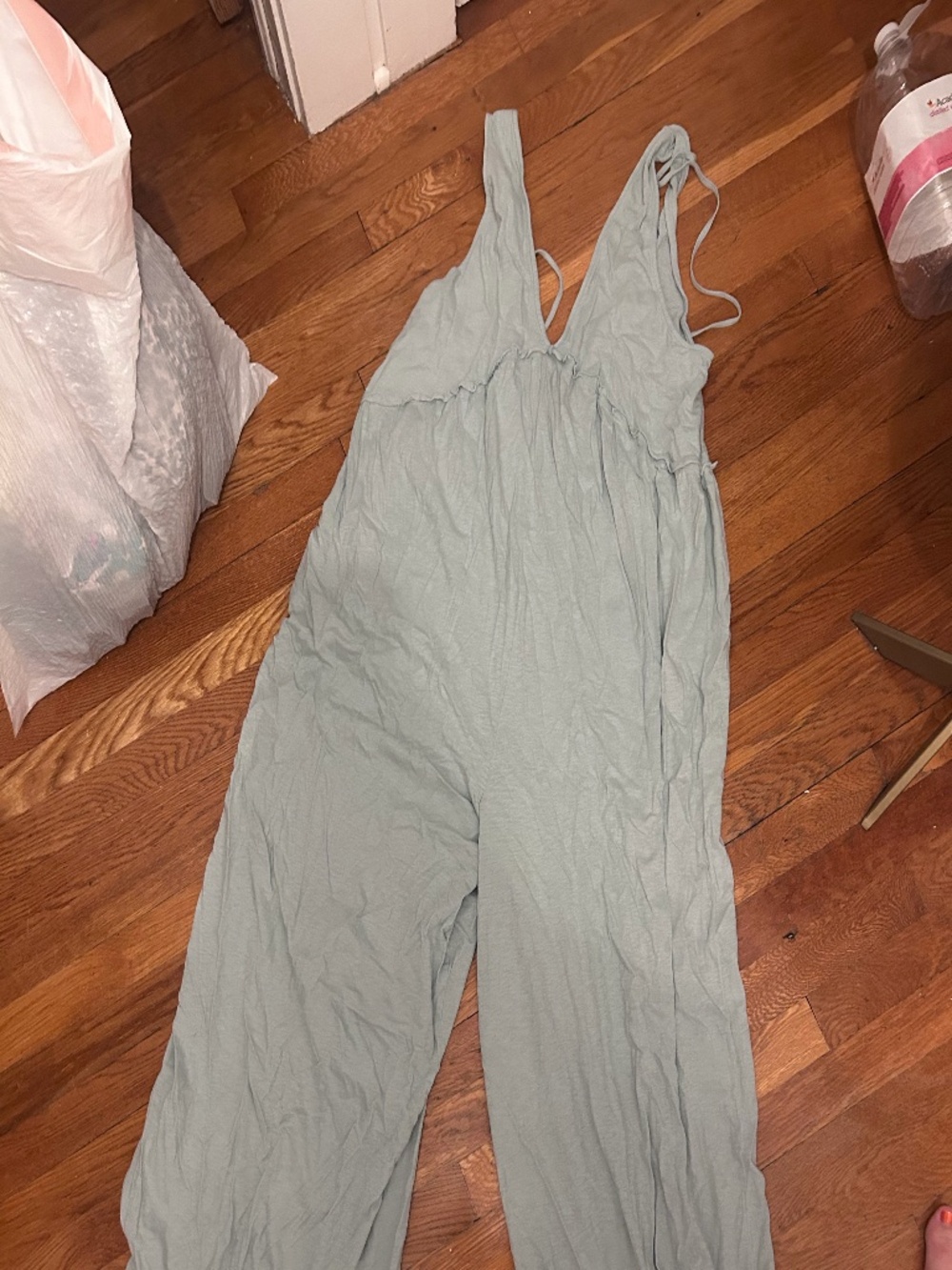 American Eagle Soft Gray Sleeveless Wide-Leg Jumpsuit XL